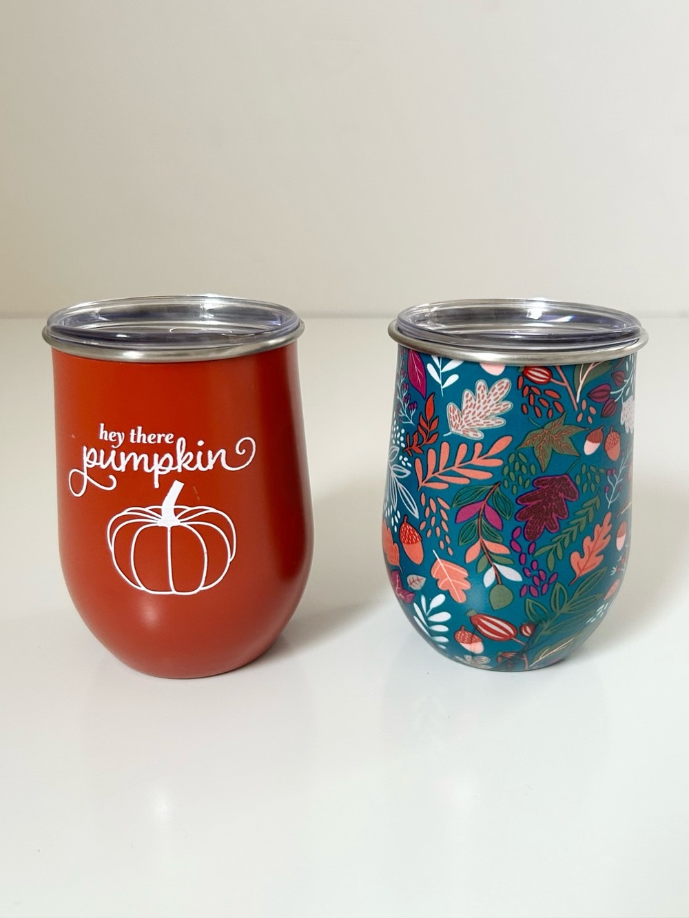 Fall Themed Stainless Steel Wine Tumbler Set
